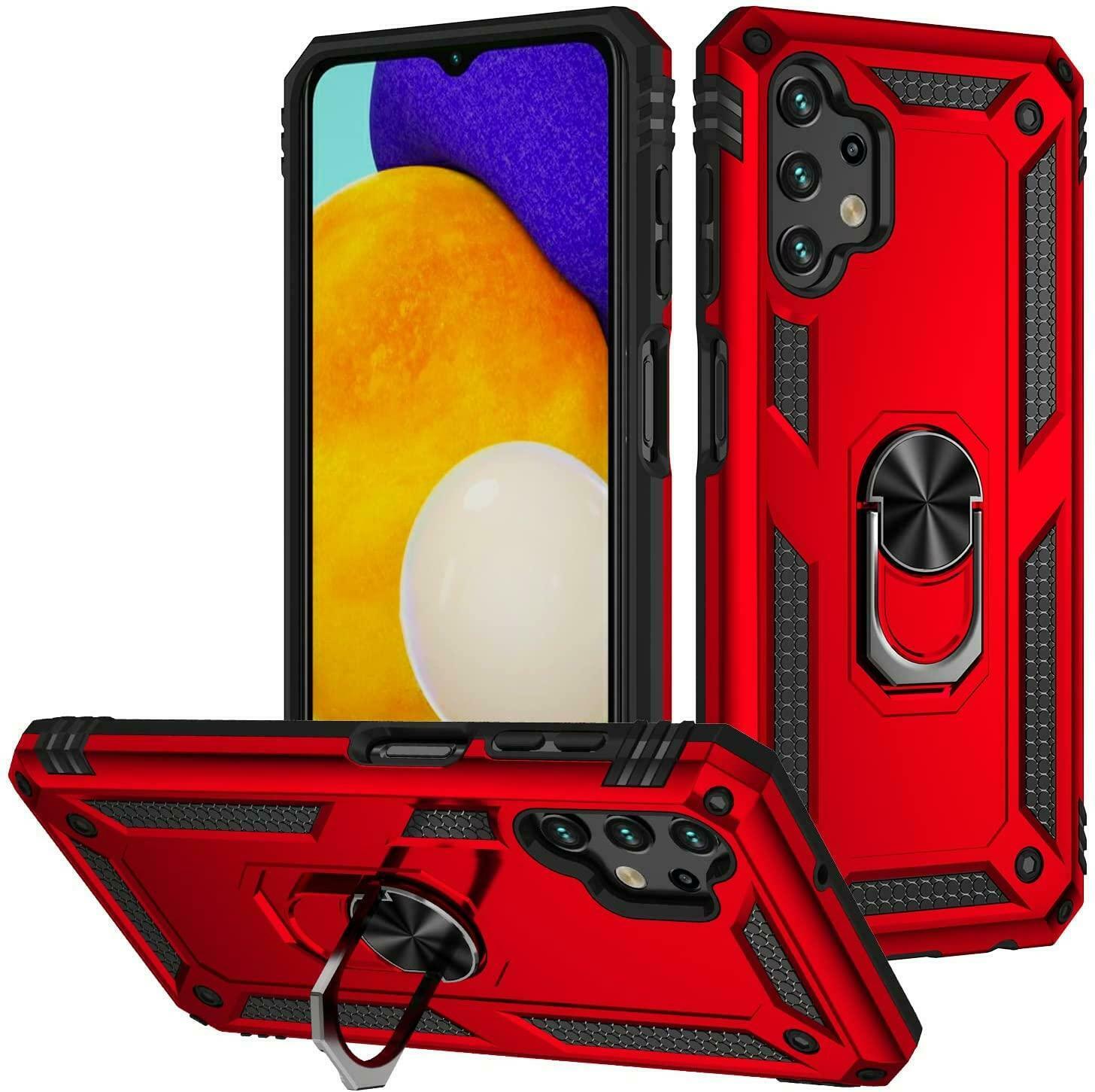 Protectores para celular  para Samsung  A13 (4G) Funda reforzada con anillo v2 Rojo